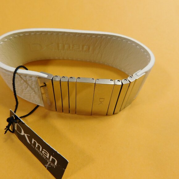 Dyrberg Kern - DK Man -  Stainless Steel - Men's White Leather Bracelet - Picture 2 of 3